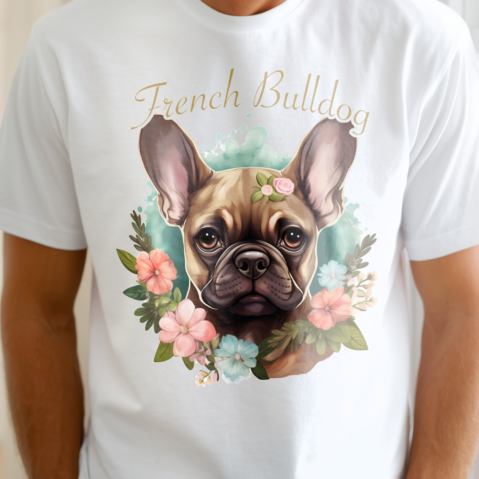 T-Shirt French Bulldog Brown white