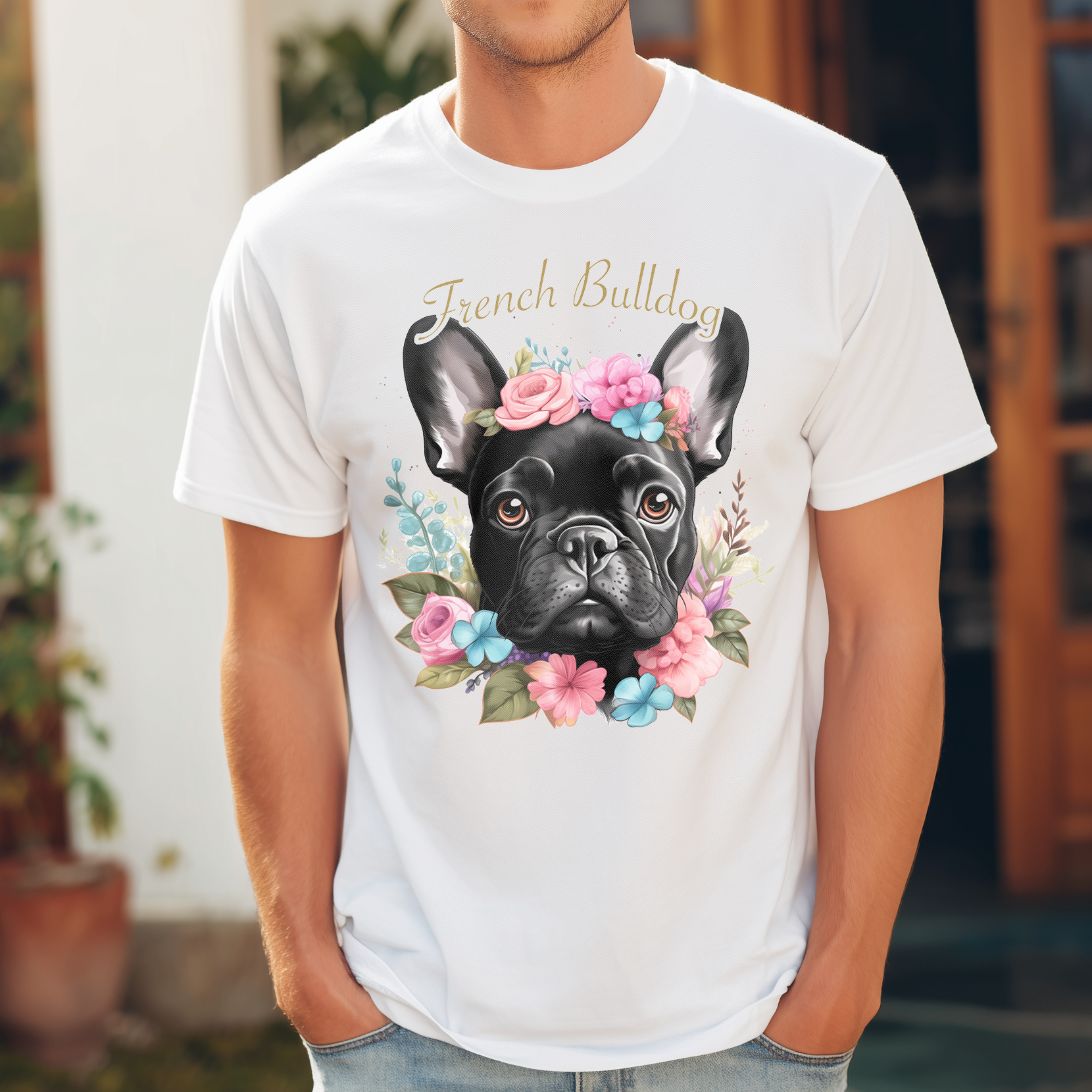 T-Shirt French Bulldog Dark white