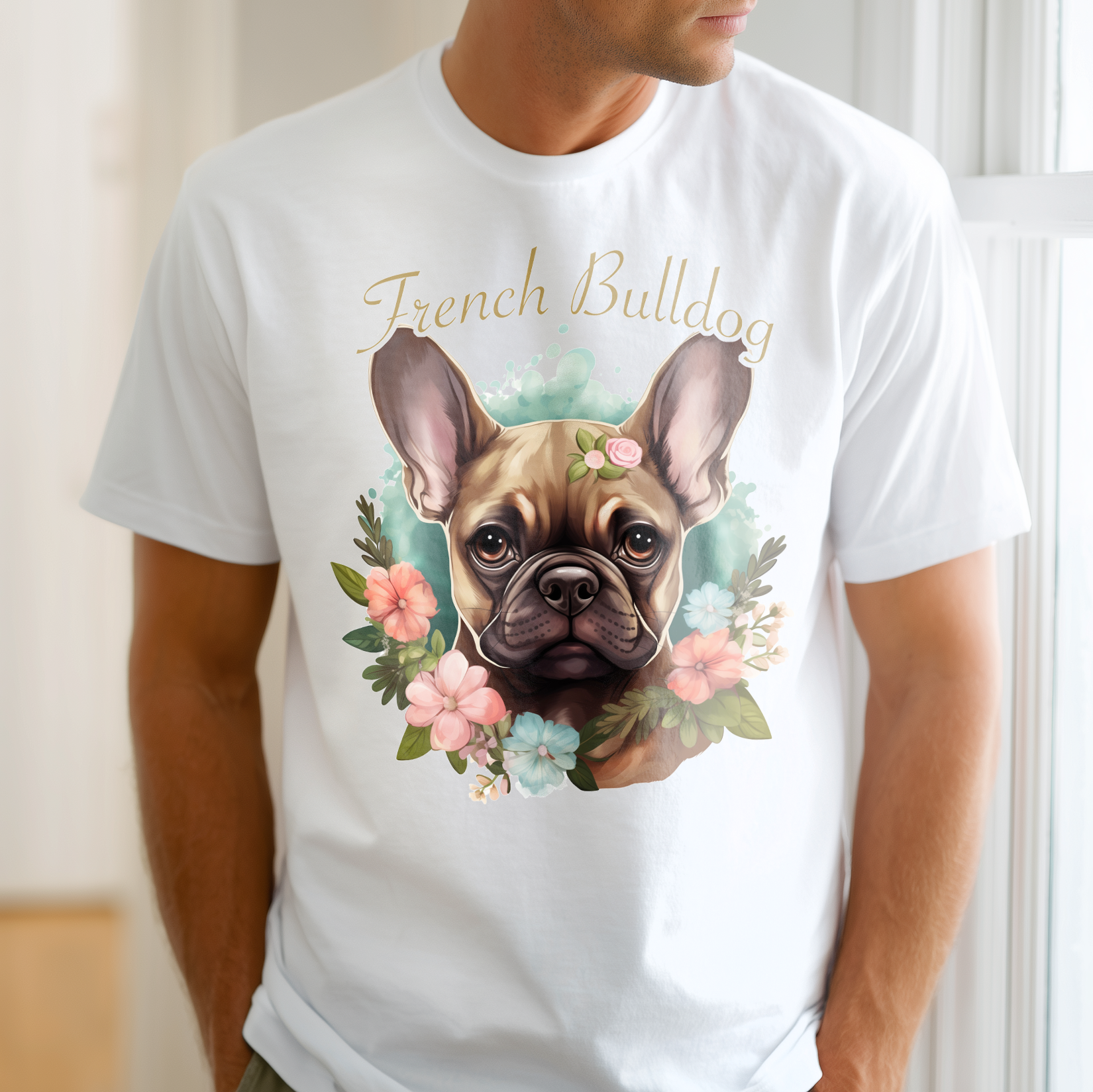 T-Shirt French Bulldog Brown white