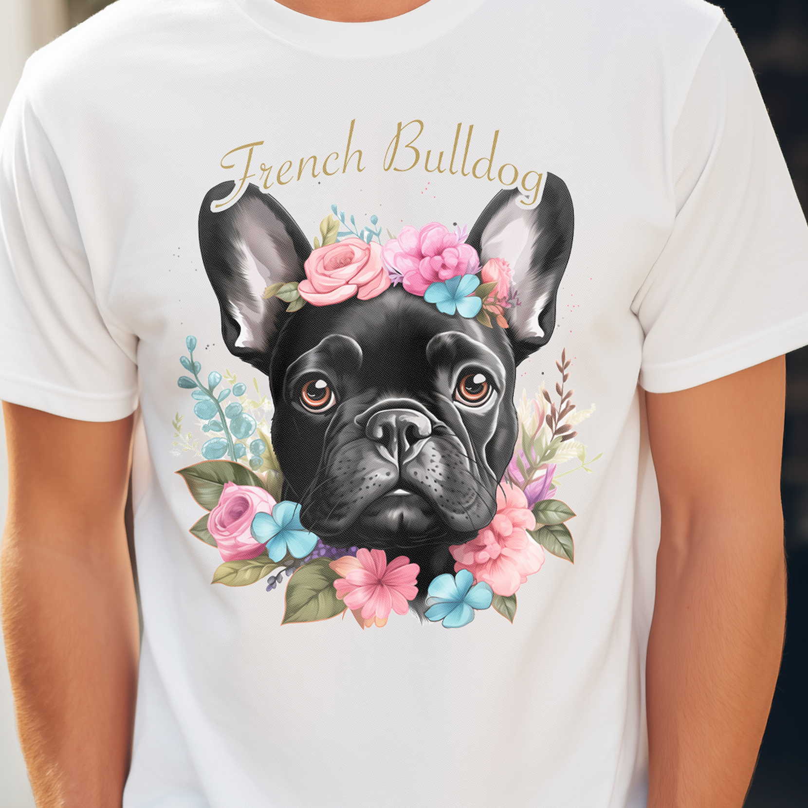 T-Shirt French Bulldog Dark white