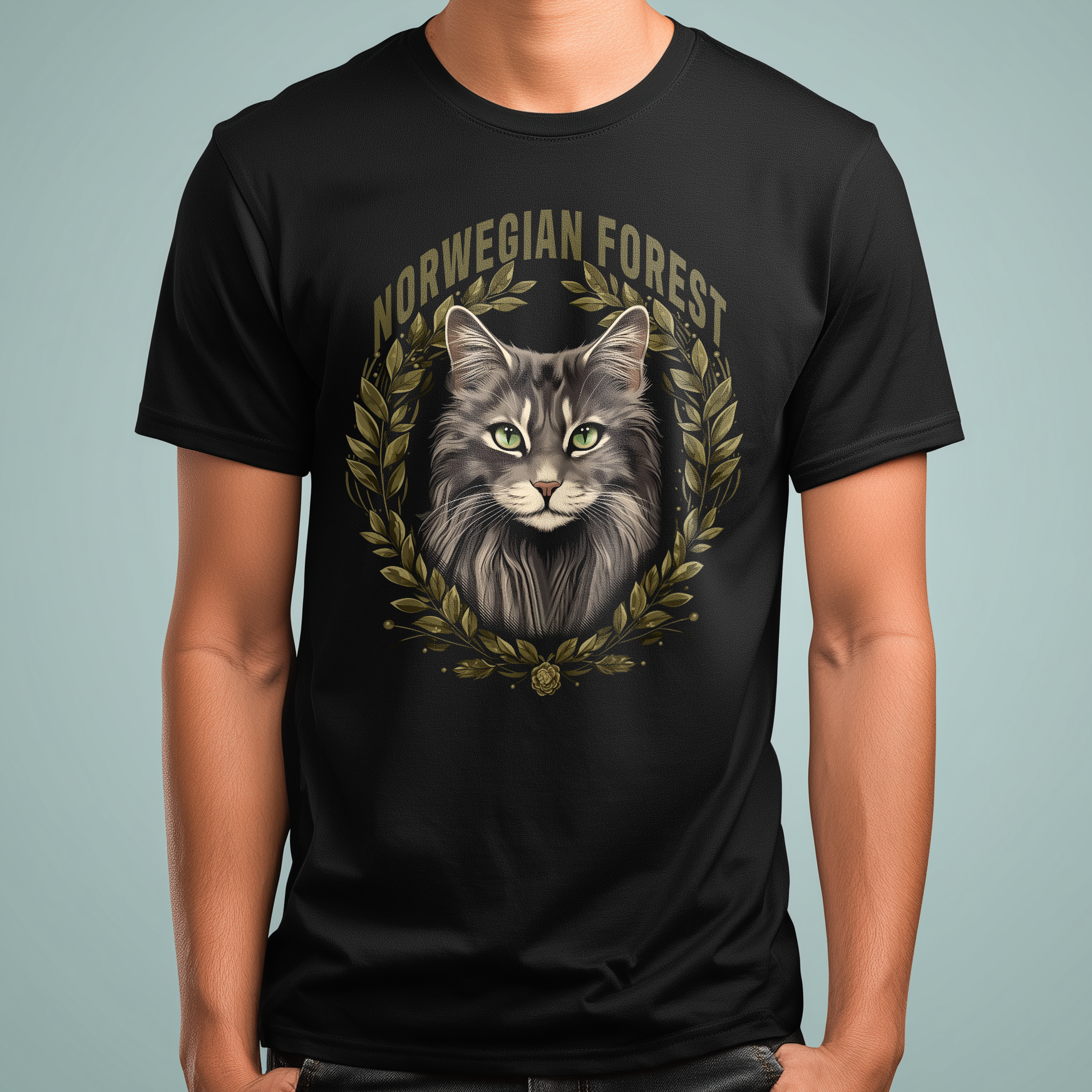 T-Shirt Norweign Forest Cat black