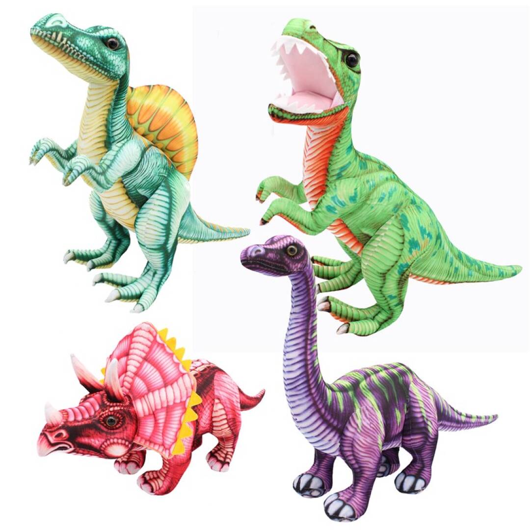 4 Dinosaurier Kuscheltiere - 20cm weiches Plüschtier Stofftier Dino