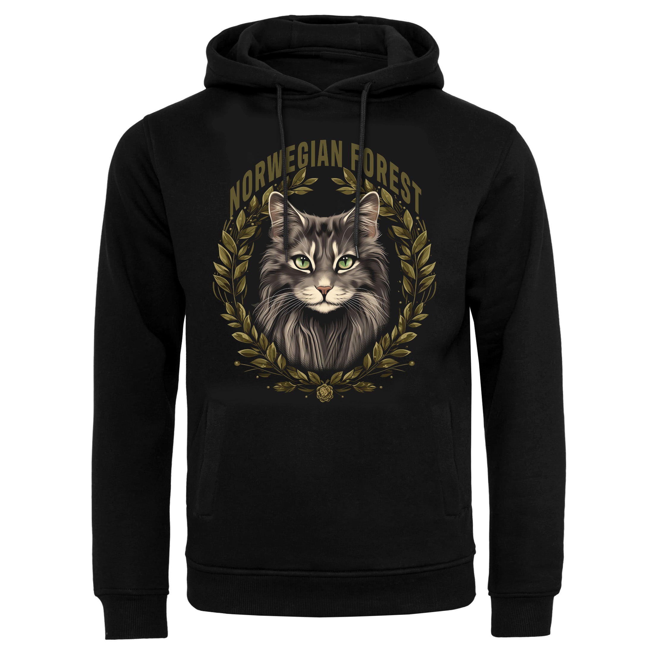 Hoodie Norweign Forest Cat black