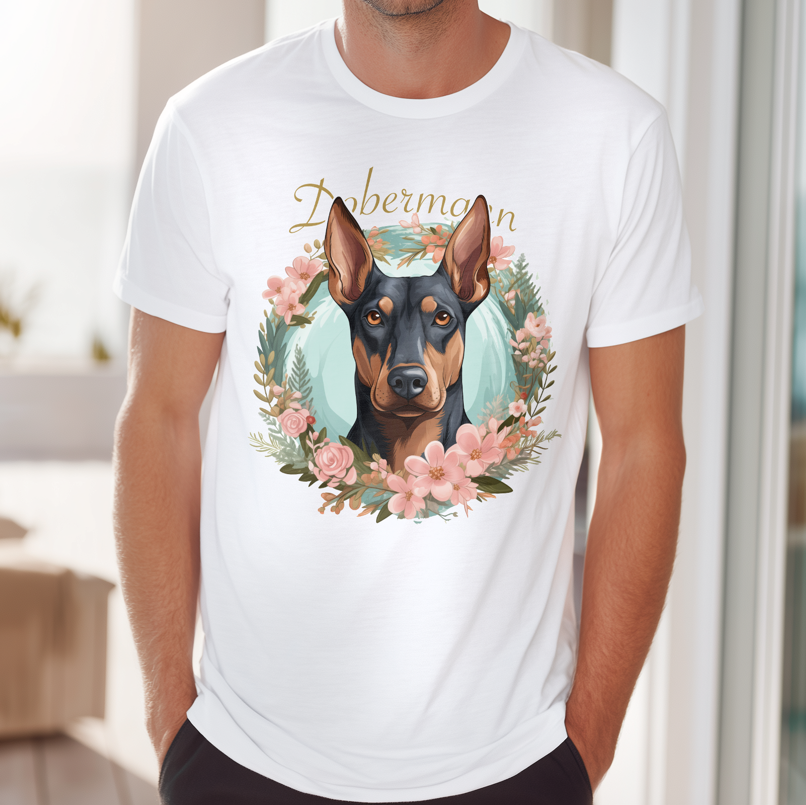 T-Shirt Dobermann white