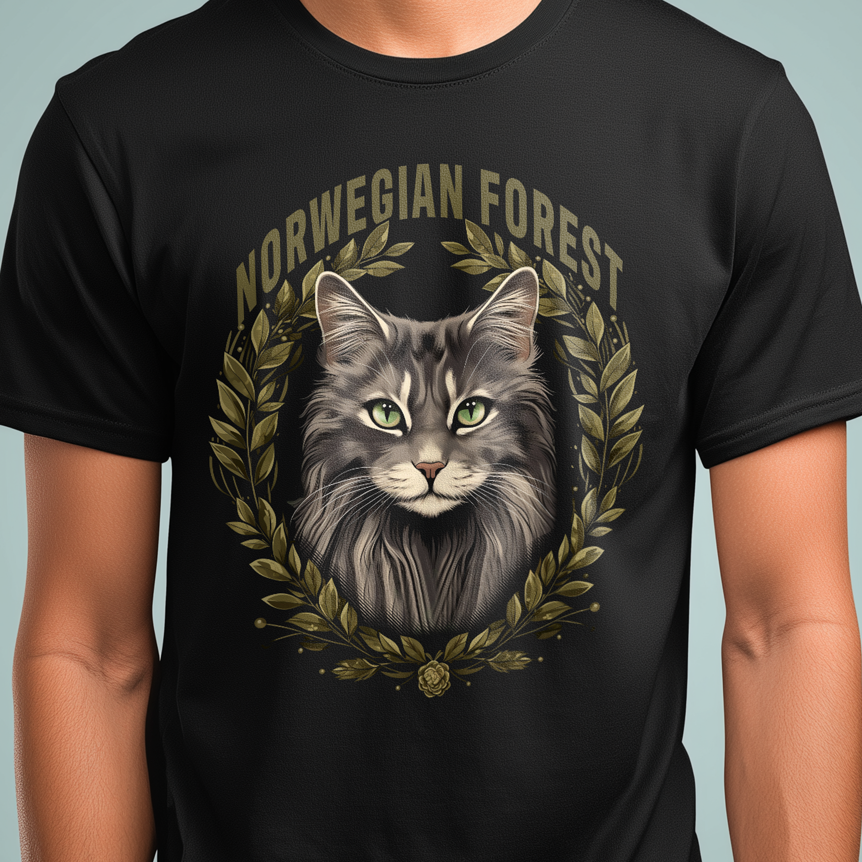 T-Shirt Norweign Forest Cat black